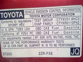 2012 TOYOTA PRIUS, 1.8L, AT,  Z25214